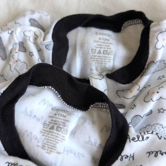 george 2-pack unisex cotton zipper footie sleeper pajamas bundle 6-12 months - Picture 7 of 8